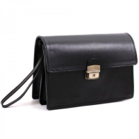 Барсетка шкіряна з ремінцем класична ручна робота Чорний (1939512665)