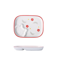 Тарелка детская на 2 секции Котик 8998 24,5х18.5 см красная