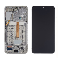 Дисплей для Samsung S906B Galaxy S22 Plus с чёрным тачскрином и серебристой корпусной рамкой OLED