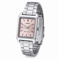 Жіночий годинник Casio LTP-V007D-4E з рожевим циферблатом та сталевим браслетом