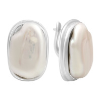 Серебряные серьги CatalogSilver с натуральным жемчугом барочным, фианитами (2185239)