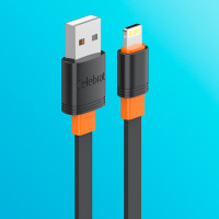 Кабель на айфон Celebrat CB-33 USB - Lightning, 3А, Черный с оранжевым, шнур для зарядки лайтнинг (ST)