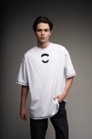 Оверсайз футболка біла Teeth з чорними швами RD463