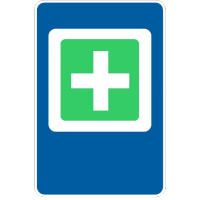 Дорожный знак 6.1 - Пункт первой медицинской помощи. Знаки сервиса. ДСТУ 4100:2002-2014.