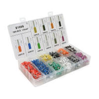 Набор клемм/наконечников 1200шт E1008  (R-200, B-200, Y-100, Bl-100, O-100, Br-100, G-100, W-100,  Gr-100, V-100) в боксе
