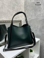 Три відділення. Зелена - формат А4 - велика, стильна та зручна сумка (0555)