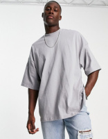 Стильна сіра однотонна чоловіча оверсайз футболка