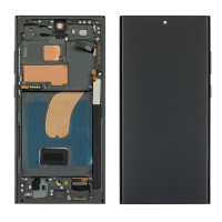 Дисплей для Samsung S918B Galaxy S23 Ultra с чёрным тачскрином и серой корпусной рамкой OLED