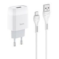 Зарядний пристрій Hoco C72A (1USB/2.1A) + MicroUSB Білий - купити в SmartEra.ua