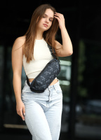 Сумка на пояс бананка високої якості українського виробництва  ТОП  -  чорний принт тканева