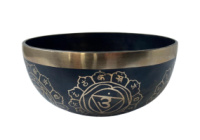 Тибетська чаша з гравіюванням Ом, 7 чакр, Аштамангала 20 см