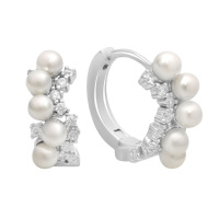 Серебряные серьги CatalogSilver с натуральным жемчугом, фианитами (2185666)