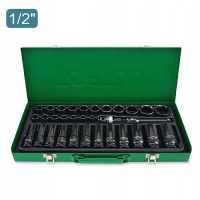 Набор торцевых головок ударных TOPTUL 1/2« 8-32мм 32ед. короткие+длинные GDAD3201