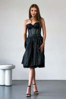 Коктейльна Сукня Корсет Гліттер 22011 Синя