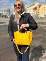 Три відділення. Жовта — стильна сумка — фурнітура метал — топ продажів  (2049)