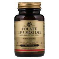 Фолієва Кислота (В9), Метафолін, 800 мкг, Metafolin, Solgar, 100 таблеток