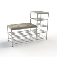 Банкетка для обуви Барселона-1 100см велюр светло-серый/дуб платиновый 6-2-9003