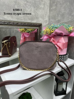 Темна пудра — три відділення - натуральний замш — стильний та зручний клатч Lady Bags (0380-1)