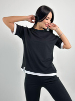 Літній трикотажний костюм-двійка «Summer» оптом | Норма і батал | Розпродаж моделі Чорний, 46-48