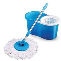 Универсальная швабра с отжимом-центрифугой и ведром Easy Mop Круглая Швабра. Цвет: синий