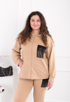 Жіночий бежевий спортивний костюм батал