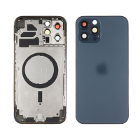 Корпус для Apple iPhone 12 Pro Max Blue (синий) с задним стеклом, рамкой и стеклом камеры
