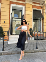 Жіноча шовкова спідниця «Silk» оптом | Норма і батал | Розпродаж моделі Чорний, 54-56