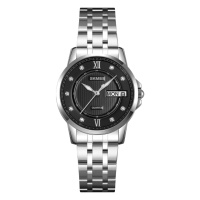 Жіночий годинник Skmei 2085SIBK Silver-Black зі сріблястим металевим браслетом та чорним циферблатом