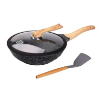 Сковорода ВОК MGC алюмінієва 30 см з антипригарним покриттям та кухонною лопаткою, чорний