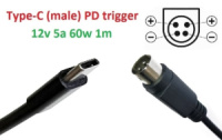 Переходник на 12v (max 5a, 60w) 4pin UP (Kycon) 1m з USB Type-C (male) Power Delivery PD тригер (A class) 1 день гар.