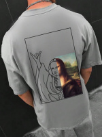 Чоловіча сіра легка оверсайз футболка з модним дизайном