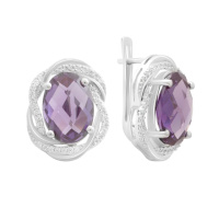 Серебряные серьги CatalogSilver с александритом 16.513ct, фианитами (2187608)
