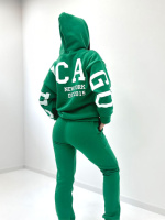 Спортивний костюм на флісі «Chicago» оптом | Батал | Розпродаж моделі Зелений, 50-52