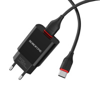 Сетевое зарядное устройство Borofone BA20A USB черное + кабель USB to Type-C