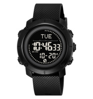 Чоловічий спортивний годинник Skmei 2620PBK Black + Compass з крокоміром та компасом