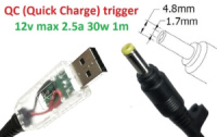 Кабель-переходник триггер QC (Quick Charge) 12v USB Type-A (max 2.5a, 30w) на 4.8x1.7mm 1.2m з USB Type-A (male) Quick Charge QC тригер (A class) 1