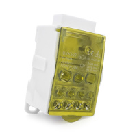 Параллельный разветвитель-сплиттер UKK500, 11 выходов (латунь) 2х35мм²+5х16мм²+4х10мм², вход 3х15...8х24мм², AC/DC 1000V, 500А, 95*50*50мм, YELLOW