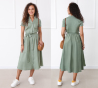 Довга котонова сукня на гудзиках «Lesley» оптом | Норма Фісташковий, 42-44