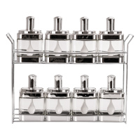 Набір банок для сипучих продуктів 8 штук з ложкою на підставці, хром