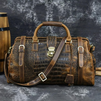 Кожаная дорожная сумка саквояж для поездок командировок и путешествий Vintage 14410 Коричневая