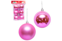 Набор игрушек елочных розовых «Шар» 7см (3+3шт) (116287)