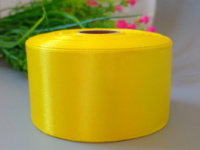 Атласная лента 4 см. Длина рулона 23 м. Цвет жёлтый 2