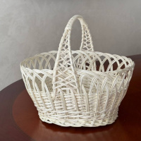 Кошик «Пасхальний» 1 шт. 40x28x22 см плетений з натуральної відбіленленої лози для Великодня пасхальна корзина