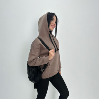 Жіночий теплий худі з капюшоном «Basic» Турція оптом | Батал |Розпродаж моделі Мокко, 50-52