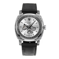 Жіночий механічний годинник Awarder 021-3D Де би не була Silver-White-Black Leather з автопідзаводом