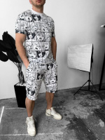 Білий  чоловічий спортивний костюм | 42-020