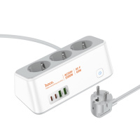 Сетевое зарядное устройство удлинитель Hoco AC23 2 USB/ 2 Type-C PD 65W 3 розетки 2m white