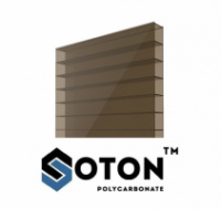 Soton Elite поликарбонат сотовый 6 мм бронза (бронзовый полновесный лист с UF - защитой). Срок гарантии 15 лет.