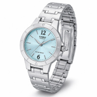 Жіночий годинник Casio LTP-1177A-3A Classic з бірюзовим циферблатом та сталевим браслетом