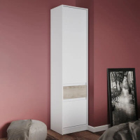 Шкаф-пенал закрыт с полками и ящиком Эверест Стайл-500 50х39х203 см Нимфея Альба (белый)/Дуб крафт серый (DTM-071165)